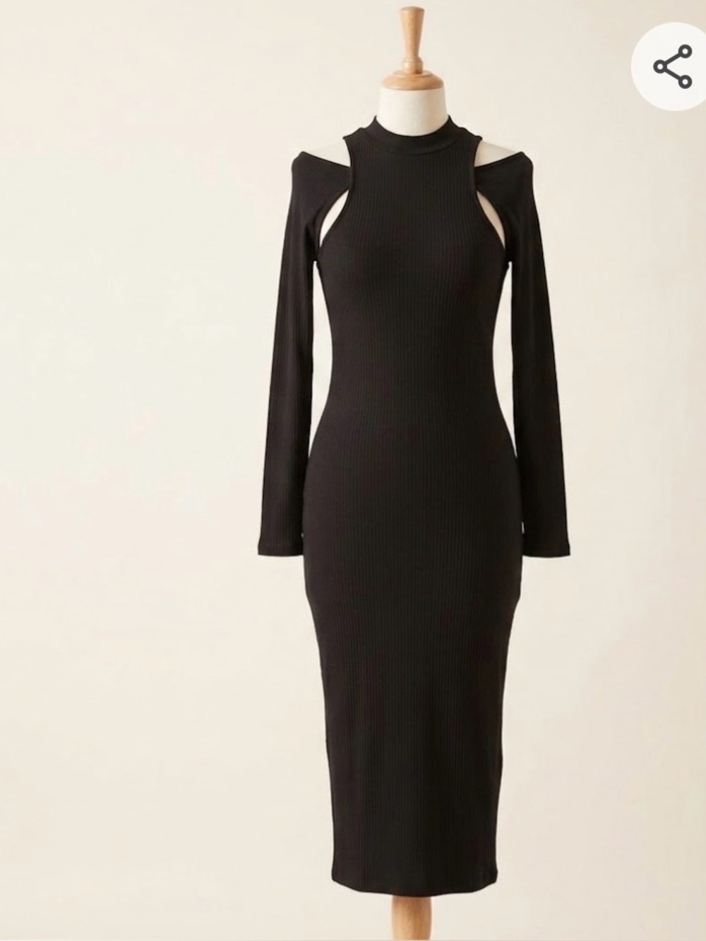 Topshop Cold-Shoulder Ribbed Midi Sweater Dress | Black